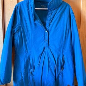 Toad&Co Vibrant Blue light Ski Jacket- pullover with snaps with zipper pockets